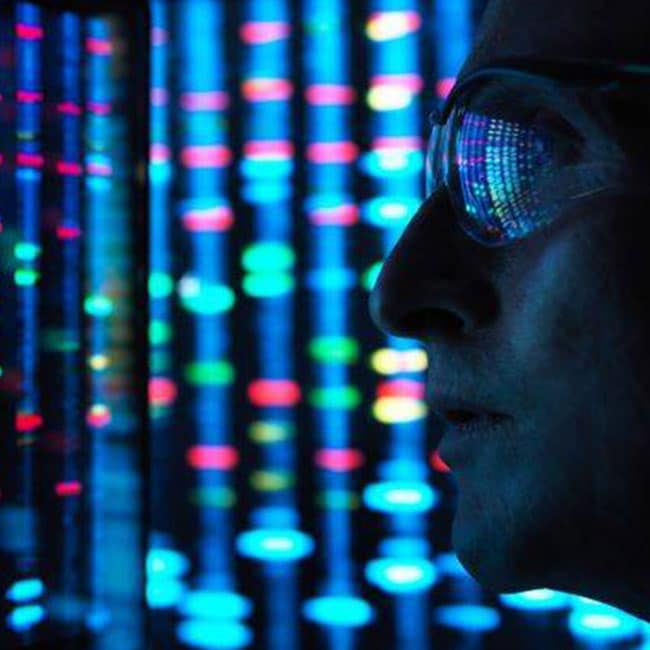 Man wearing tech glasses