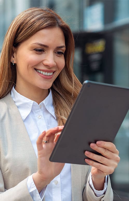 Tablet in womans hands